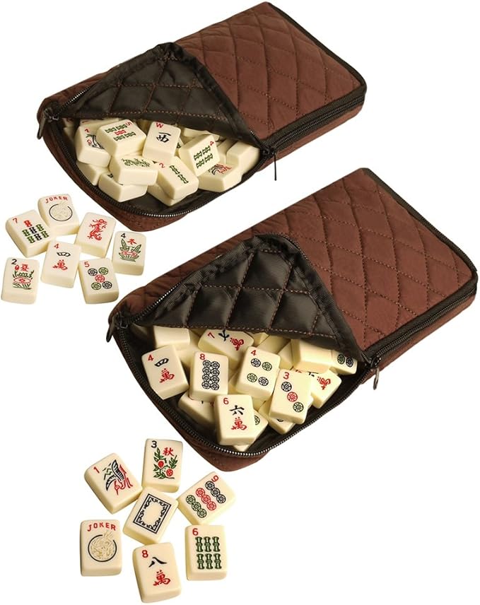 New American Mahjong Set Brown Soft Bag