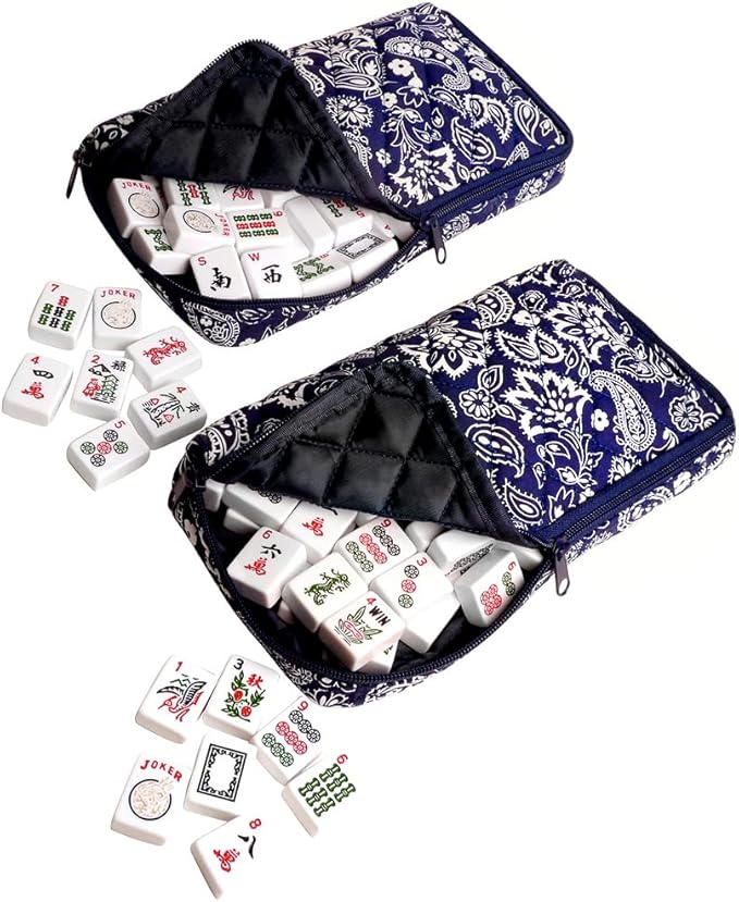 American Mahjong Set -Blue Paisley Soft Bag