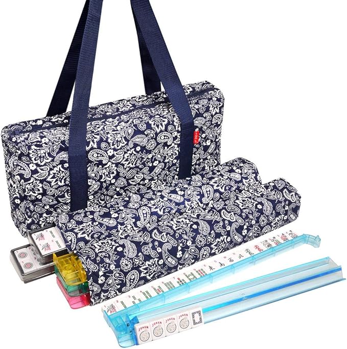 American Mahjong Set -Blue Paisley Soft Bag