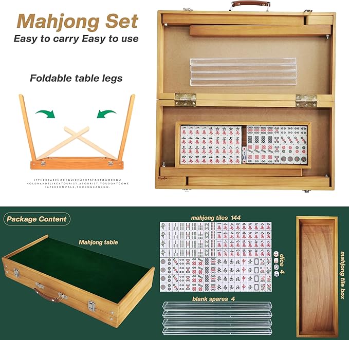 Mahjong Table with Mahjong Tiles Set