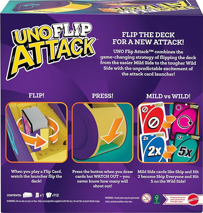 UNO Flip Attack Card Game for Kids, Adults & Family Combines