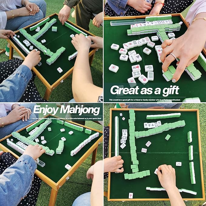 Mahjong Table with Mahjong Tiles Set